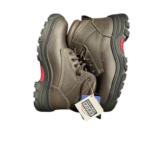Skechers Men\'s Dark Brown Safety Steel Toe Leather Boots(Size 7.5) main image 4